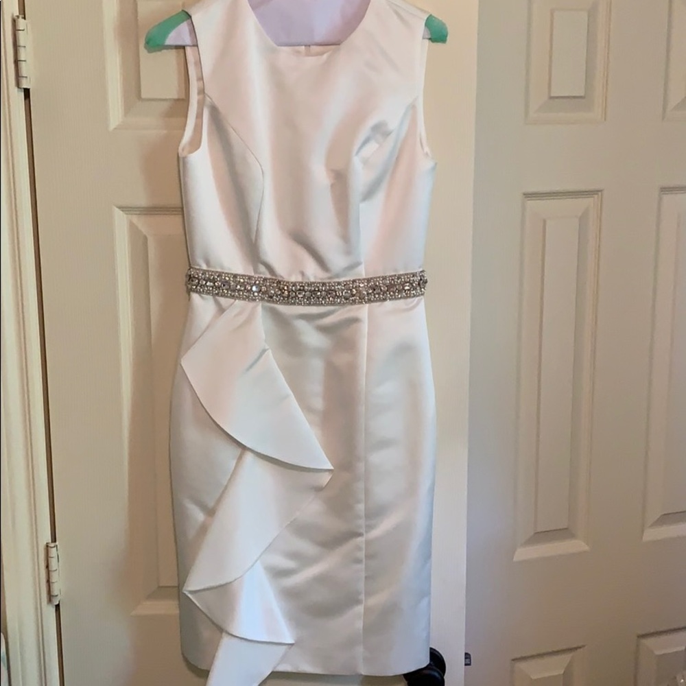White beaded belt dress